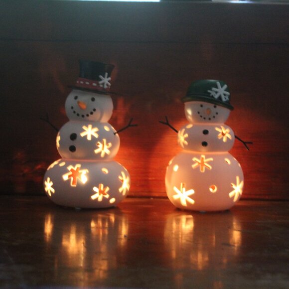 VTG Partylite Mr. Snow/Mrs. Snow Tealight Holders (P91250)(P91130)Retired - Picture 8 of 8